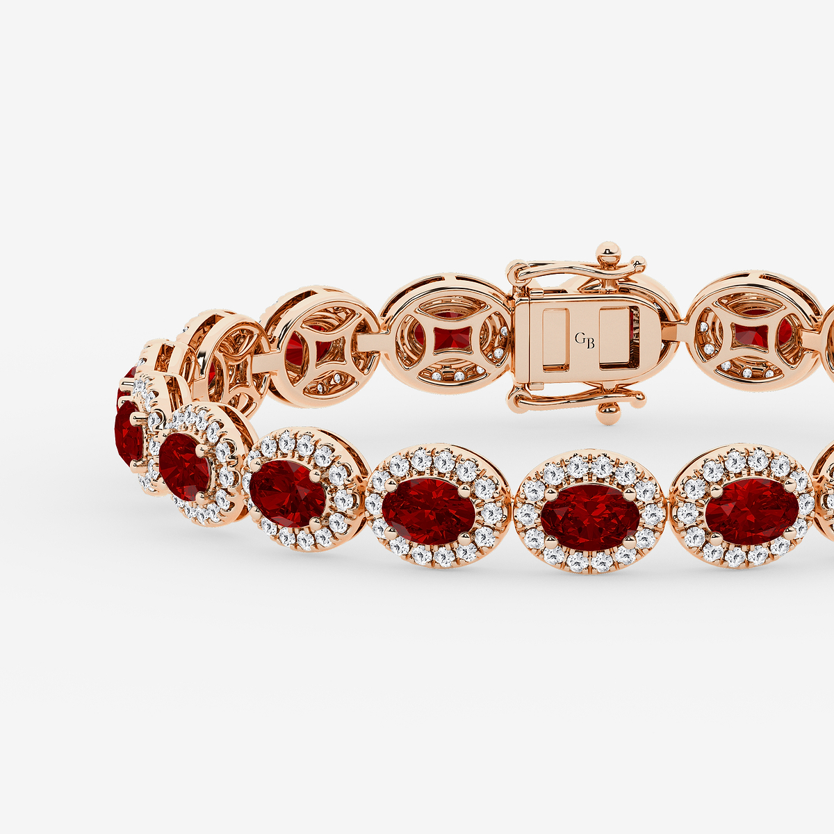 Additional Image 1 for  8 1/2 Oval Cut Created Ruby and Round Lab Grown Diamond Bracelet - 7 Inches